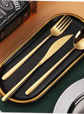 Knife, fork and spoon set of three steak plates cutlery