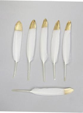 50pcs/bag Gold Plated Feathers 5-7inches for Christmas
