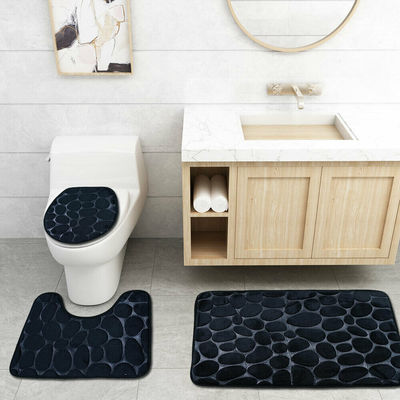 3PCS Set Bath Mat Rug Non Slip Push Bathroom Toilet Seat Li