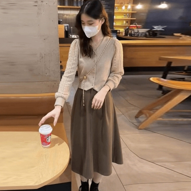 小香风套装裙子新款感韩剧穿搭时尚两件套女秋冬