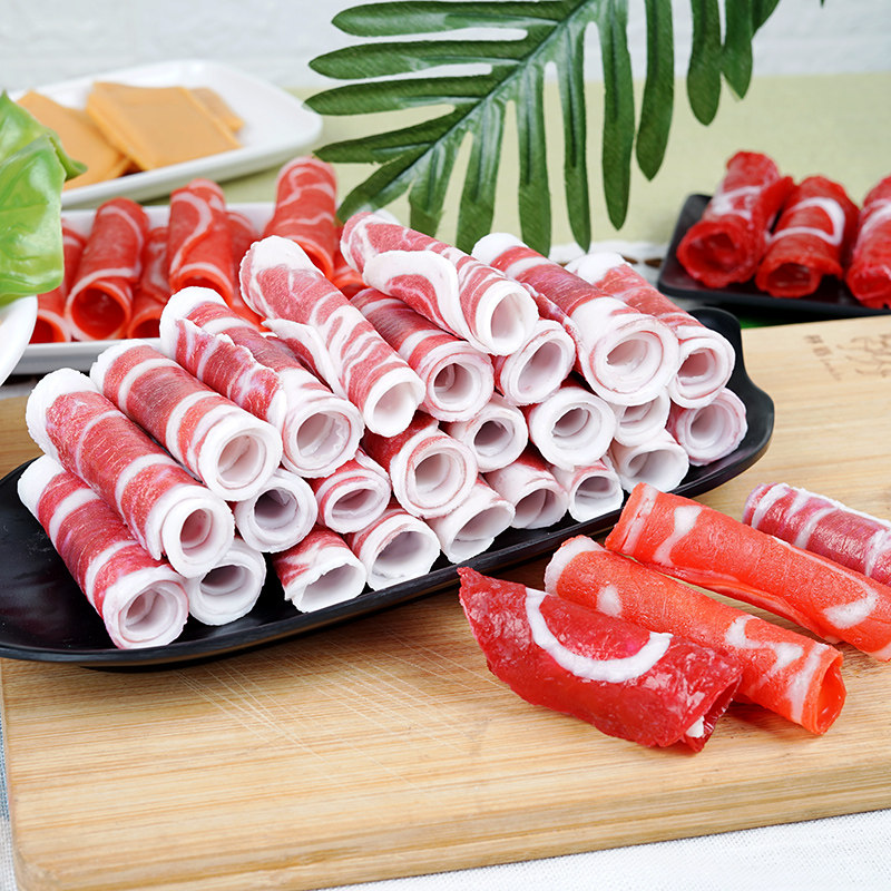 仿真肥猪牛羊肉卷模型假食物肉丸火锅菜装饰摆盘件橱柜摄影玩道具