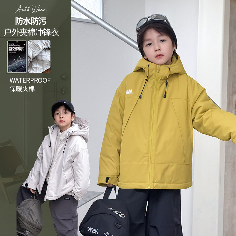 儿童韩版防水防污保暖连帽棉服
