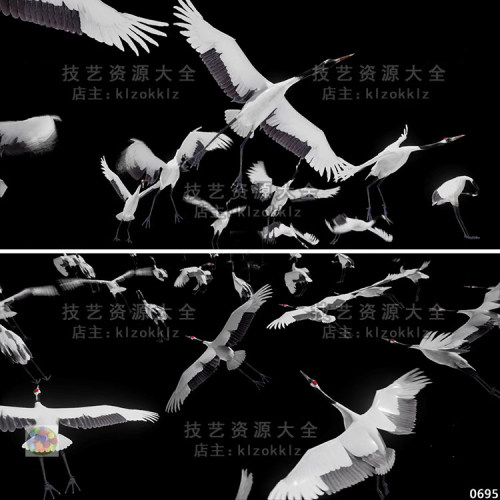 ue4/ue5丹顶鹤仙鹤角色模型带动画动作鸟类鸟群飞鸟蓝图虚幻4素材