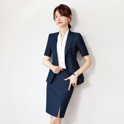 高知得体职业套装工作服夏显瘦短袖西装职业套装女精致小个子穿搭