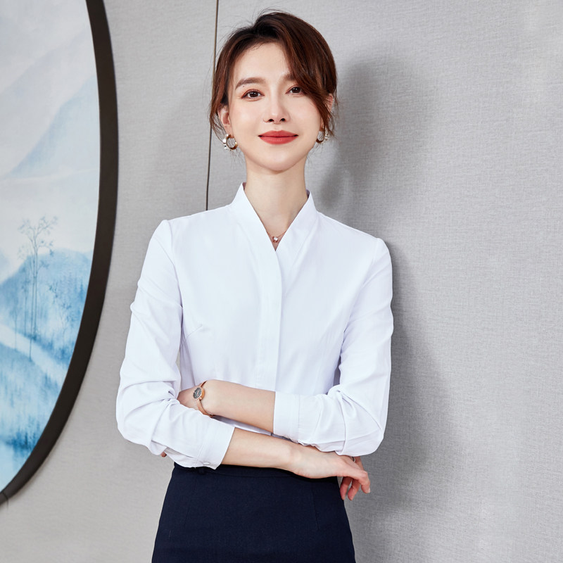 春秋职业气质法式工作服白衬衫图片
