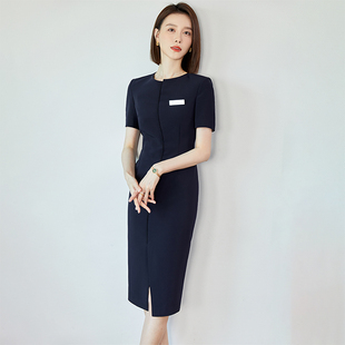 短袖置业连衣裙修身女夏季时尚气质金店酒店前台置业顾问工作装