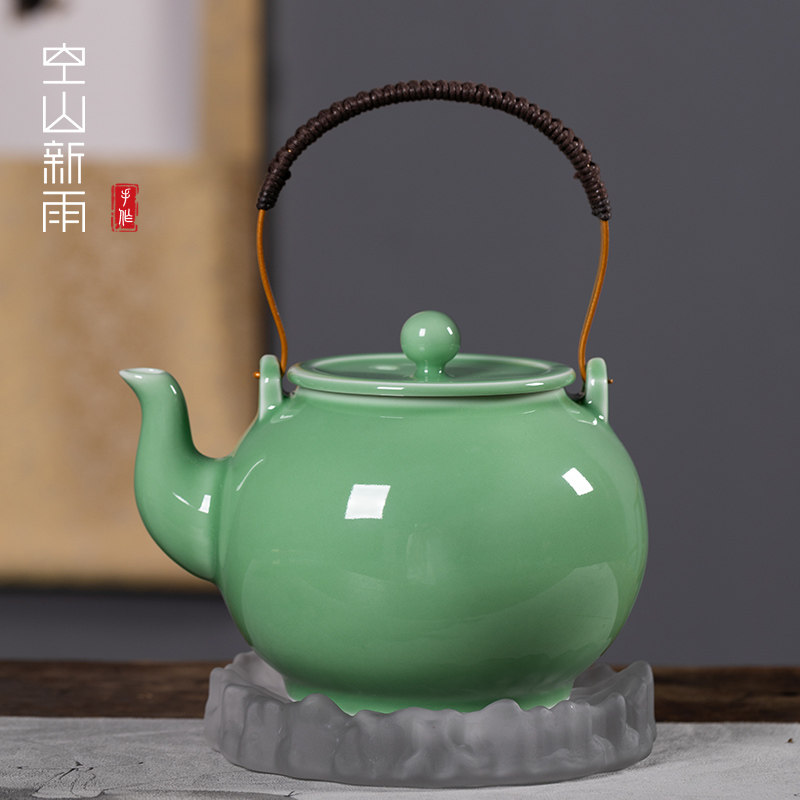 龙泉青瓷茶壶单壶大号带过滤陶瓷大容量功夫茶具泡茶提梁壶凉茶壶图片