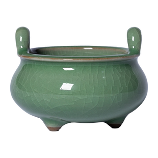 空山新雨复古龙泉青瓷三足香炉陶瓷小号家用香薰供佛创意茶道摆件