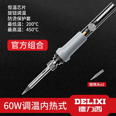 德力西（DELIXI）可调温恒温电烙铁套装内热式家用电子焊接维修烙