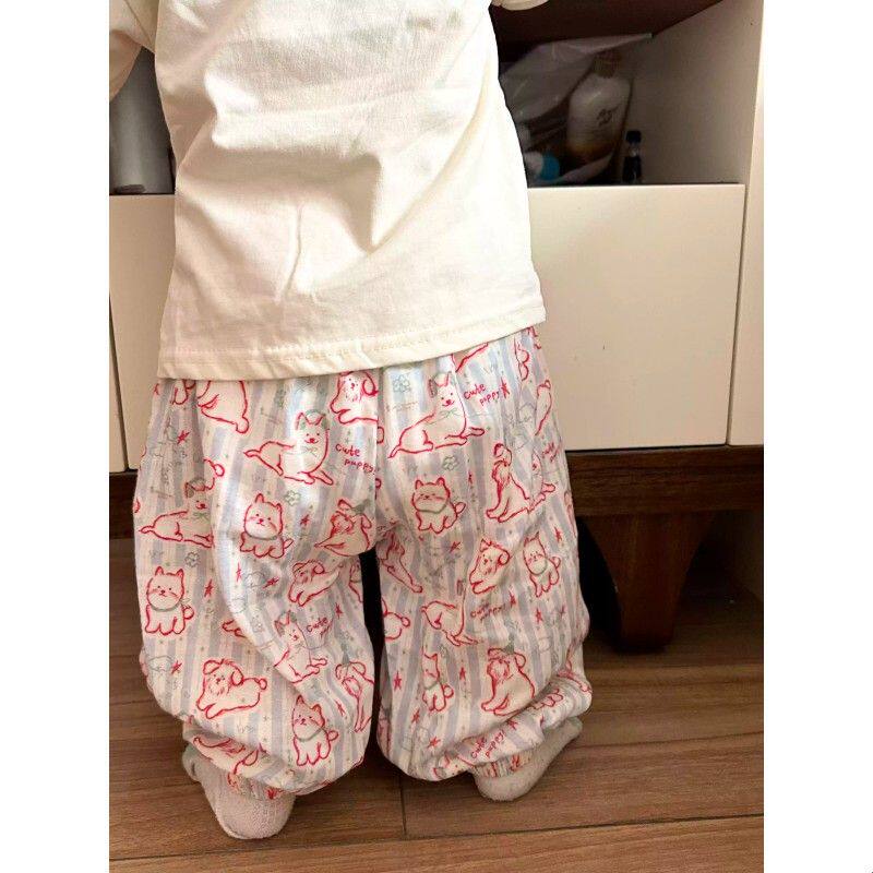 儿童防蚊裤卡通睡裤家居裤子灯笼裤宝宝裤子儿童束脚裤子夏薄款
