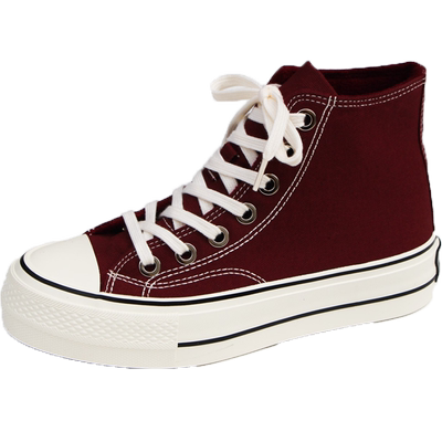 环球高帮圆头休闲百搭厚底帆布鞋