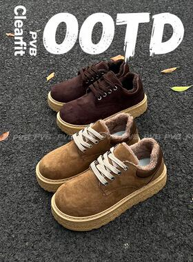 PVB*25FW“Q版德比”秋冬加绒保暖翘头板鞋 厚底男款马丁德比鞋