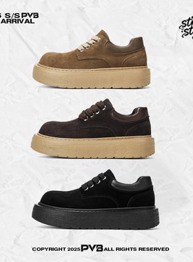 PVB*25FW“Q版德比”秋冬新款绒面翘头板鞋 厚底男款马丁德比鞋