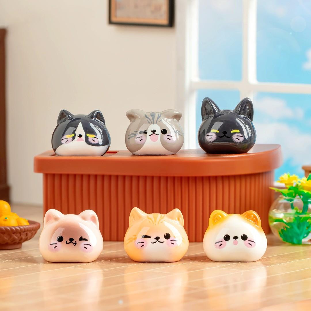可爱猫头动物创意diy工位摆件礼物汽车车载摆件桌面装饰 卡通创意