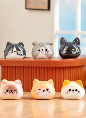 可爱猫头动物创意diy工位摆件礼物汽车车载摆件桌面装饰 卡通创意
