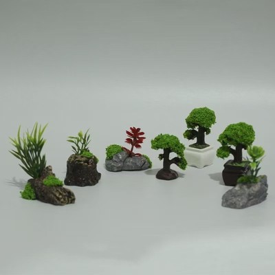 微景观鱼缸盆栽迎客松小盆景diy园艺生态瓶装饰品配件桌面小摆件