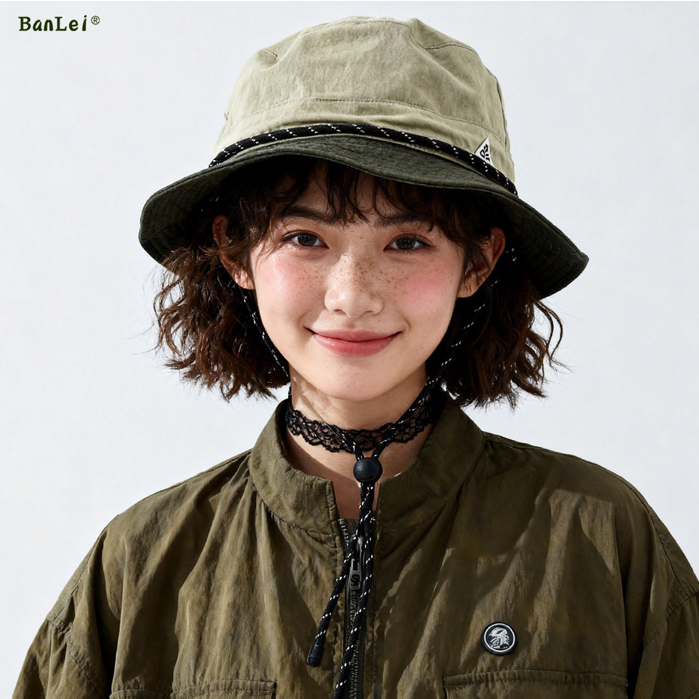 日系潮牌纯棉透气拼色渔夫帽子女户外简约夏季遮阳显脸小防晒盆帽