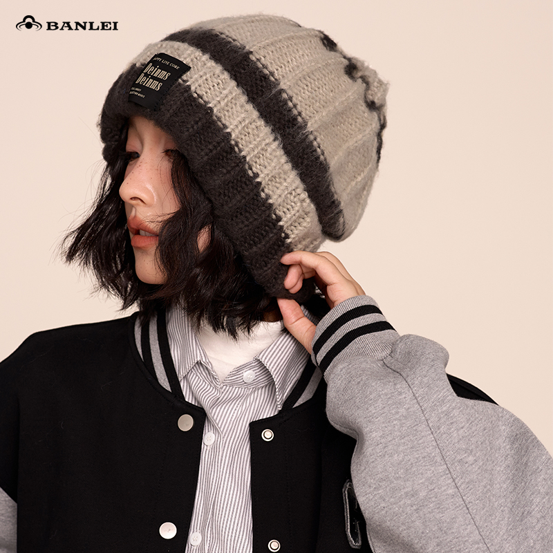 针织帽子冬季大头围小众