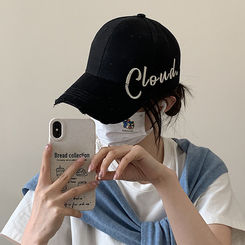 2024新款黑色硬顶棒球帽韩版百搭显脸小夏季遮阳宽帽檐鸭舌帽子女