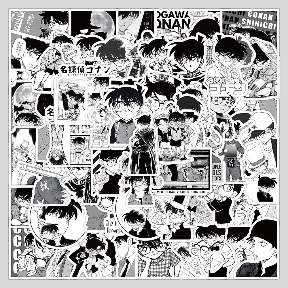 120张日漫黑白名侦探柯南贴纸ins风笔记本手机壳手账装饰贴画