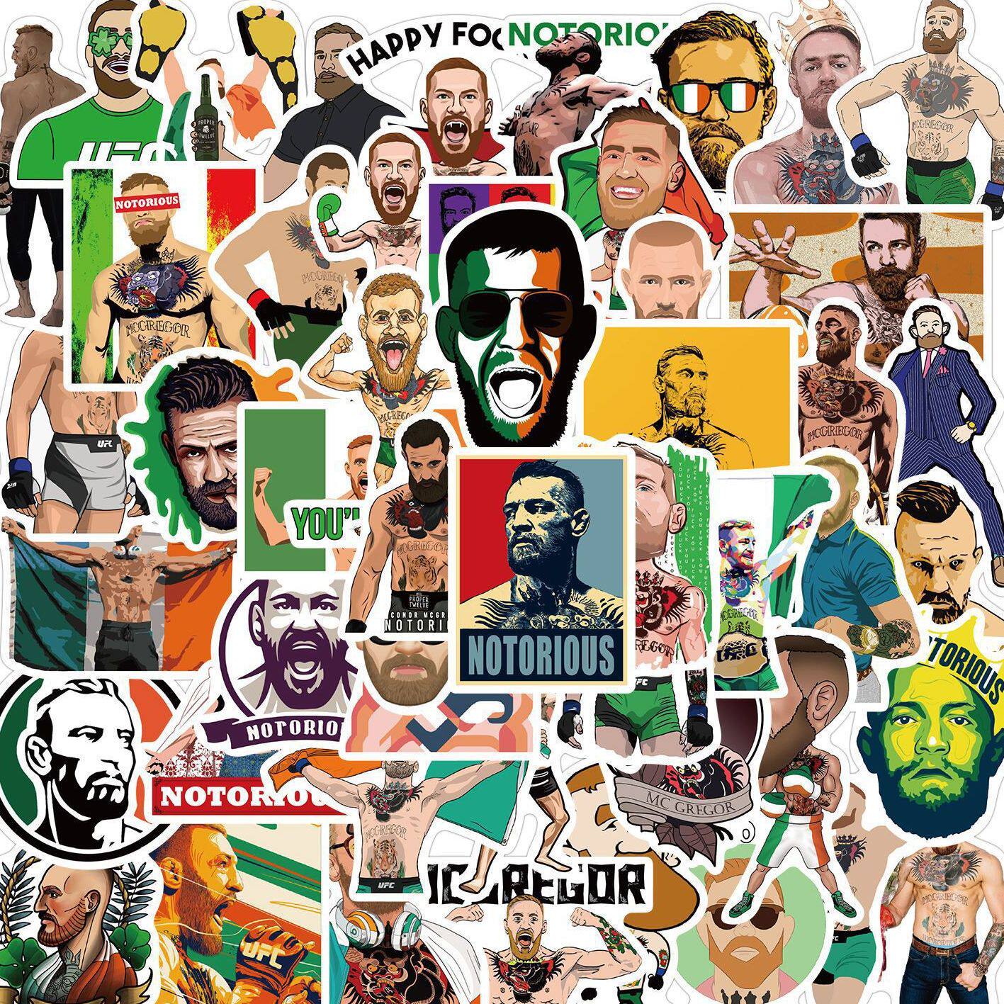 50张格斗运动员康纳·麦格雷戈贴纸卡通彩绘涂鸦装饰手账桌面贴画