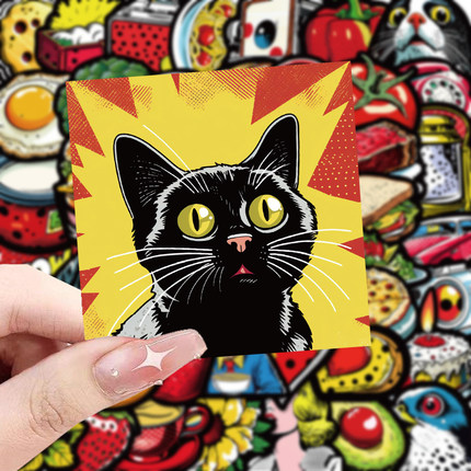 100张美式复古高颜值贴纸ins小众高级感笔记本电脑手机行李箱贴画