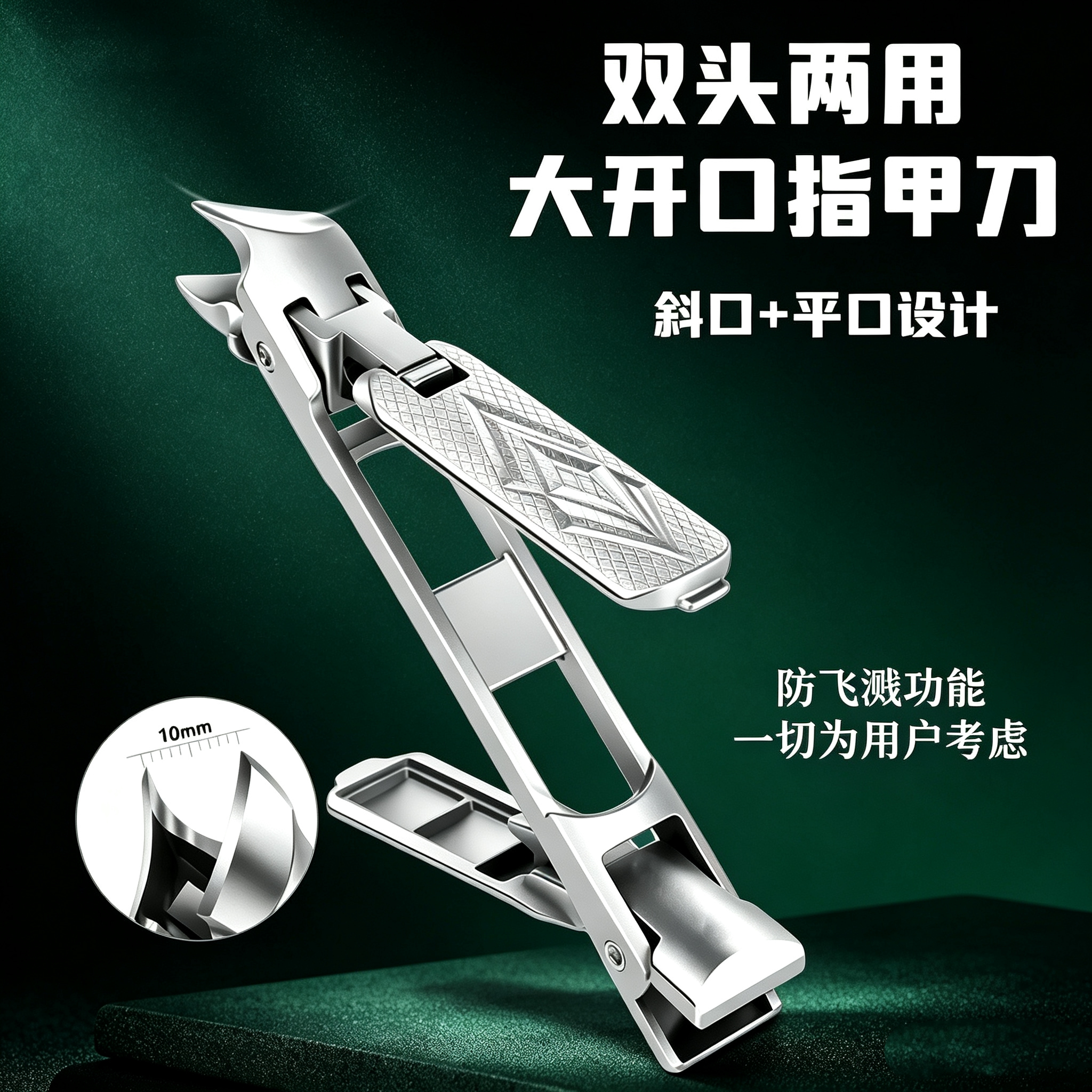 不锈钢加厚双头大开口指甲钳
