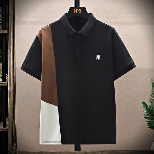 奥特莱斯夏季潮牌男潮流休闲POLO领短袖T恤宽松大码时尚翻领上衣