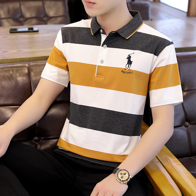 support Hongxing Official website polo summer stripe Short sleeved men's wear T-shirt Self cultivation Led summerin the Men's clothing, Men's large size, Large yard Tops category - from Buy2taobao.com to provide professional Taobao agent buy service