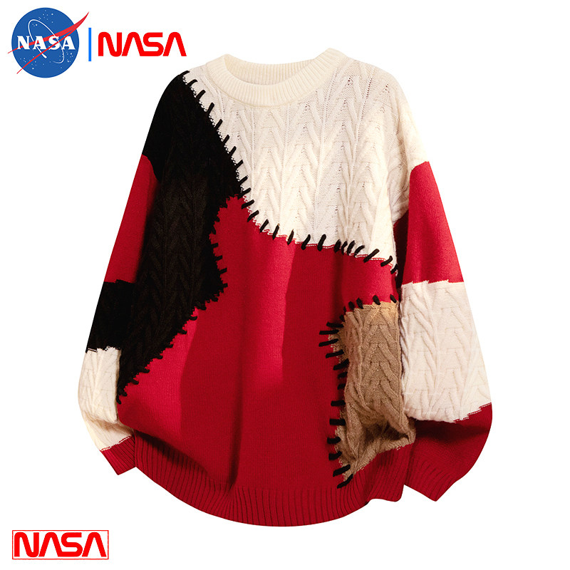 秋冬季新款男士时尚拼接撞色毛衣休闲宽松男女百搭上衣加厚毛线衣,男装,牛仔外套,淘宝优惠券,粉丝福利购,淘宝优惠卷