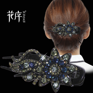 日韩后脑勺发夹女水钻抓夹盘发马尾夹中老年头饰大号发卡横夹头花