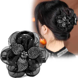 高级感盘发抓夹后脑勺鲨鱼夹小丸子头发卡发量少头花洋气头饰发夹