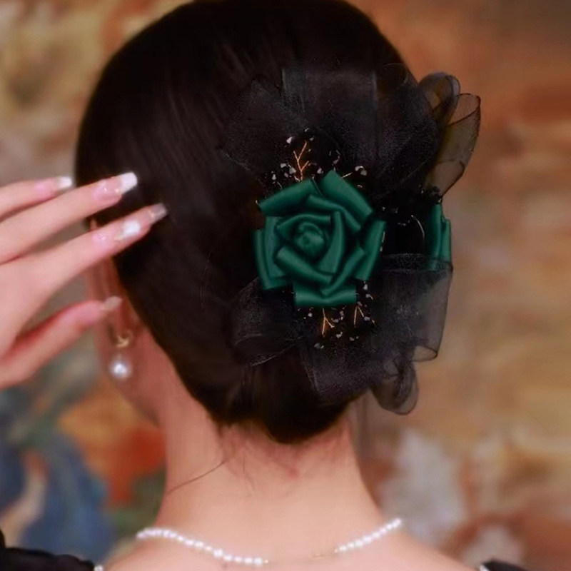 抓夹女大号欧根纱蝴蝶结发抓发卡