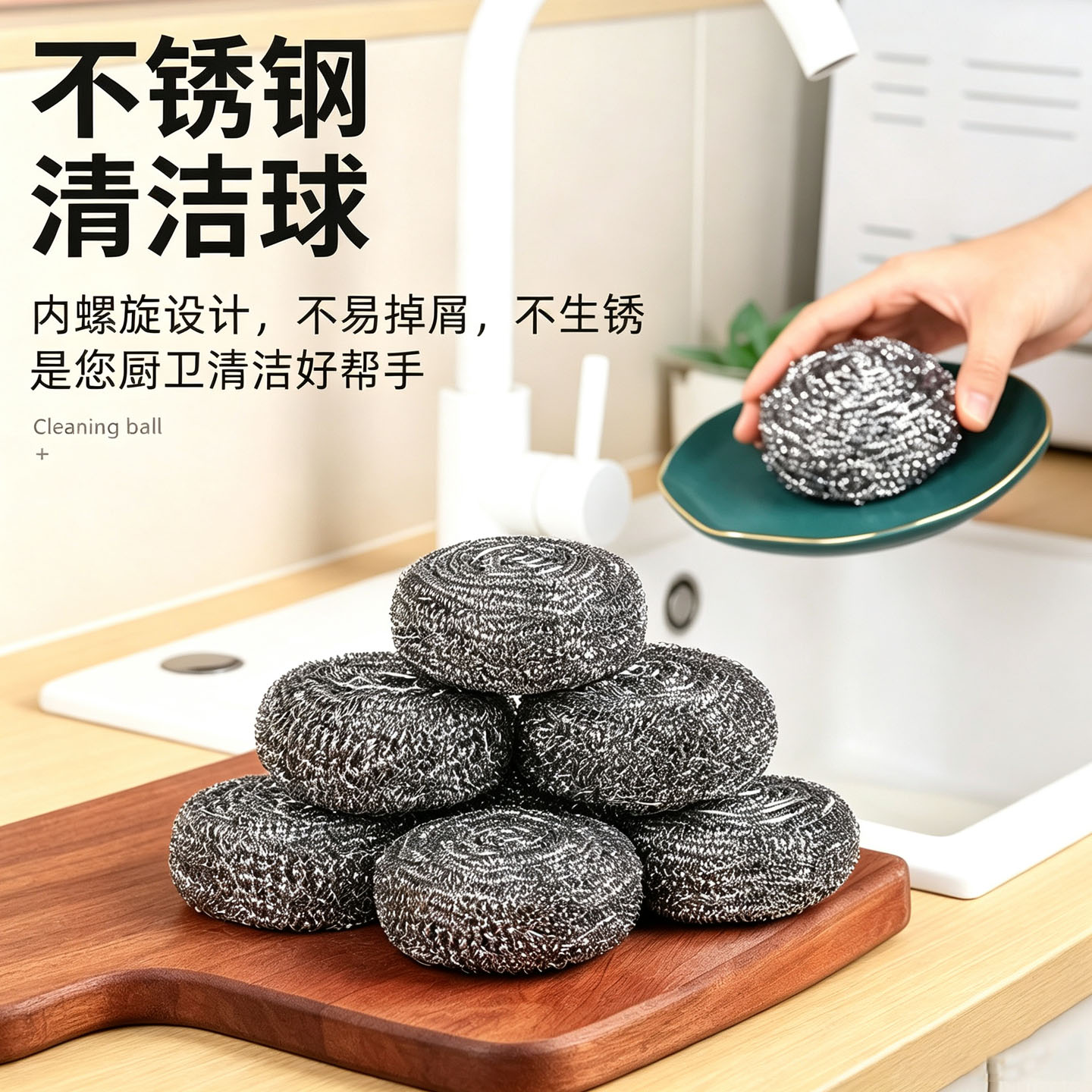 家用洗碗刷锅钢丝球不掉丝不生锈图片