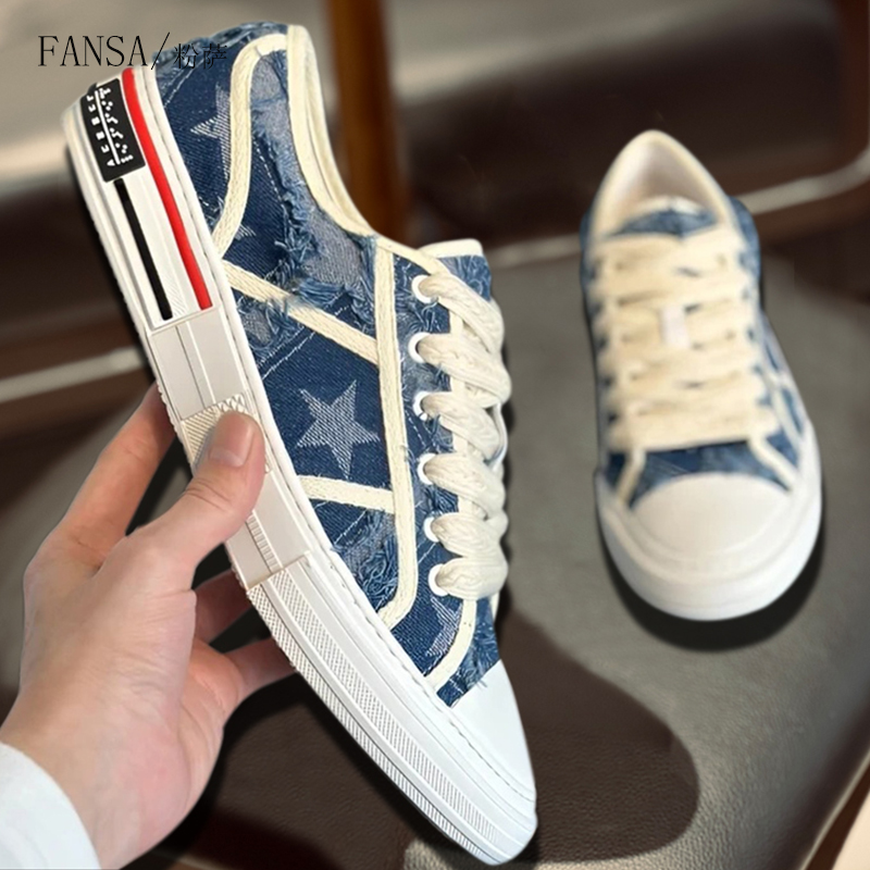 2025新款蓝色帆布鞋男欧洲站男鞋