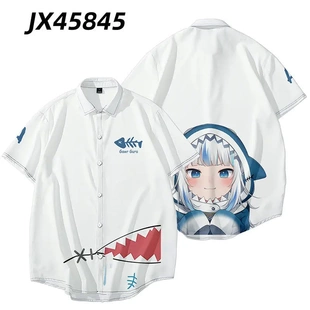 衬衫 夏装 cos同人痛衣服 T恤GawrGura动漫周边二次元 鲨鱼娘短袖