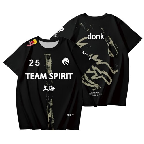 26款Spirit上海major绿龙donk同款队服 短袖CS2电竞比赛短袖t恤go