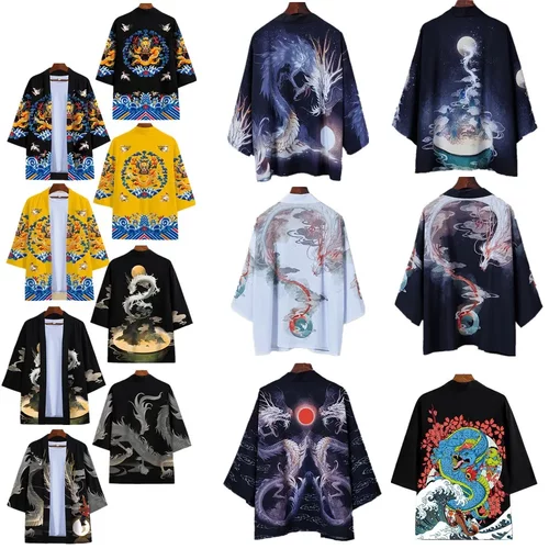 中国风龙图腾浮世绘龙袍日系七分袖和服披风道袍二次元动漫痛衣