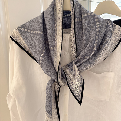 简约腰果花三角巾女2025春夏新款叠穿短裙屁帘包头巾印花裙帘腰巾