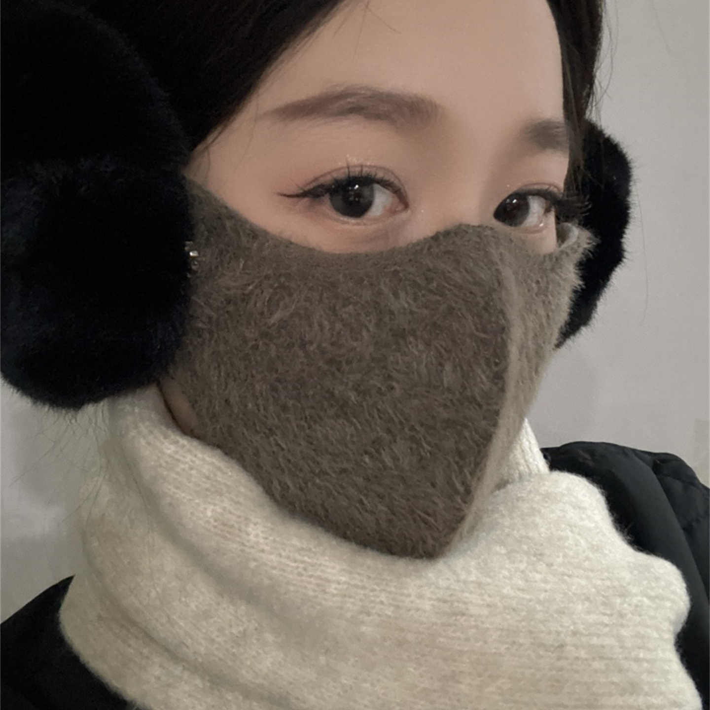 保暖口罩女高颜值秋冬护眼角防晒防紫外线防风防寒骑车显脸小面罩