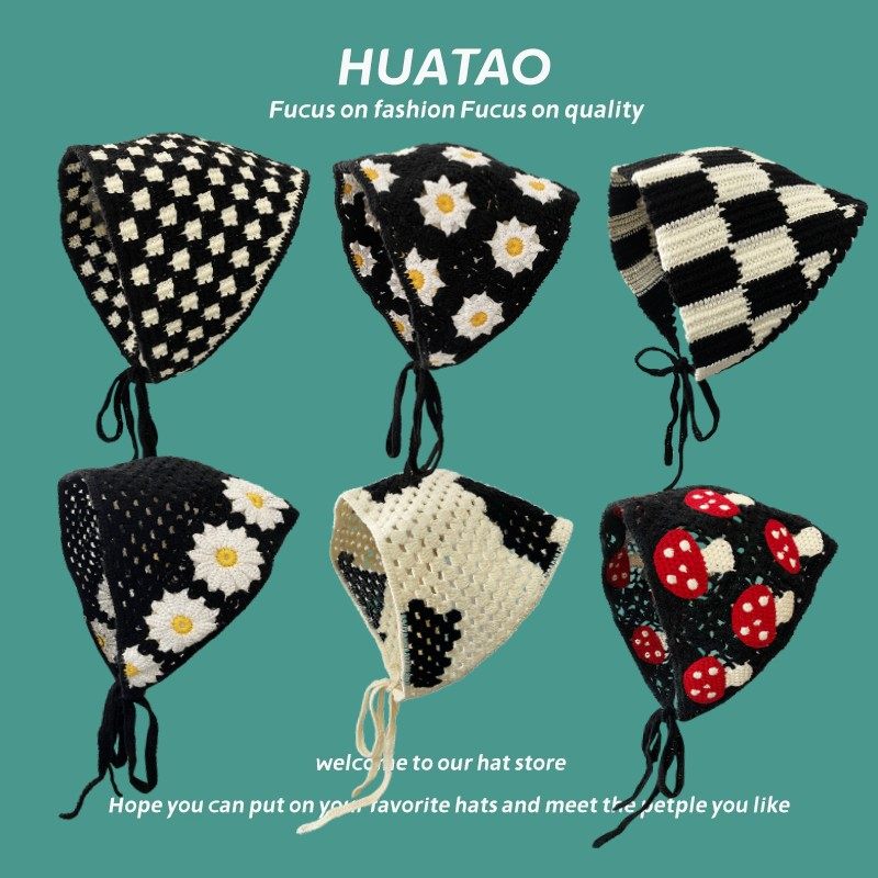 三角巾钩针头巾辣妹ins文艺复古针织镂空花朵少女多巴胺毛线发带,服饰配件/皮带/帽子/围巾,围巾/丝巾/披肩,淘宝优惠券,粉丝福利购,淘宝优惠卷