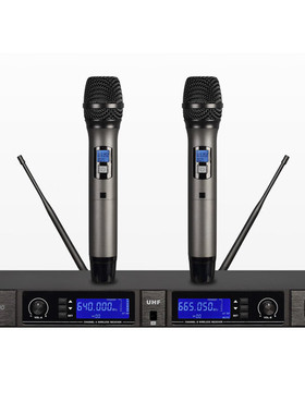 启诺 QN-LA2200 U段一拖二无线手持麦克风黑灰(个)