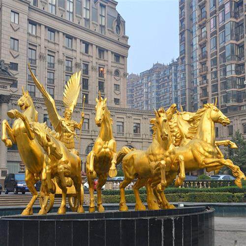 户外大型铸铜阿波罗战马战车八匹马铜雕广场小区门口雕塑厂家