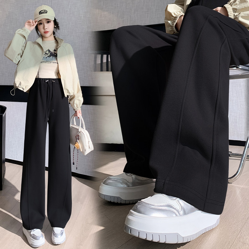 孕妇裤子春秋季外穿阔腿羊羔绒香蕉裤无托腹高个子直筒裤春秋款