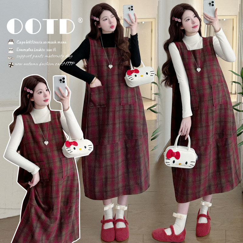 实拍有货 孕妇连衣裙2026新款长款连衣裙新年氛围感可爱减龄套装