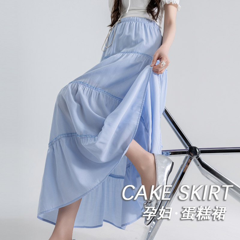 实拍孕妇半身裙春夏季新款a字蛋糕裙半裙小个子长裙百褶裙子春装