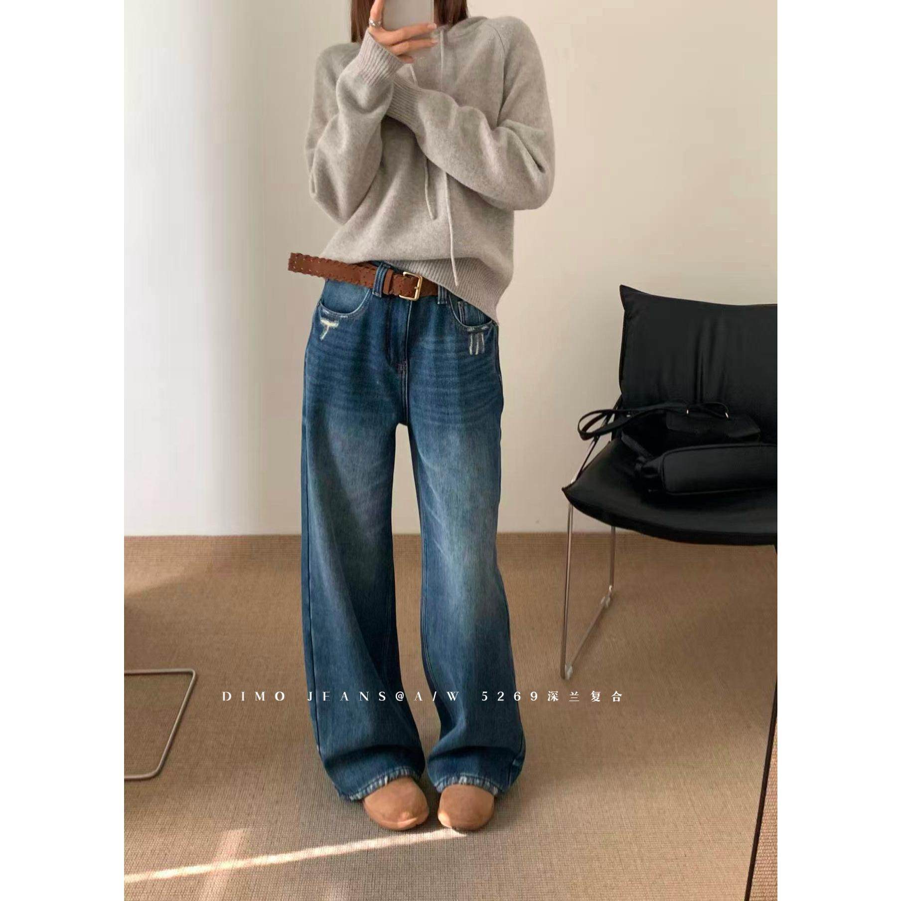 DIMO加绒加厚牛仔裤女2025冬季保暖复合绒高腰直筒阔腿裤拖地裤,女装/女士精品,牛仔裤,淘宝优惠券,粉丝福利购,淘宝优惠卷