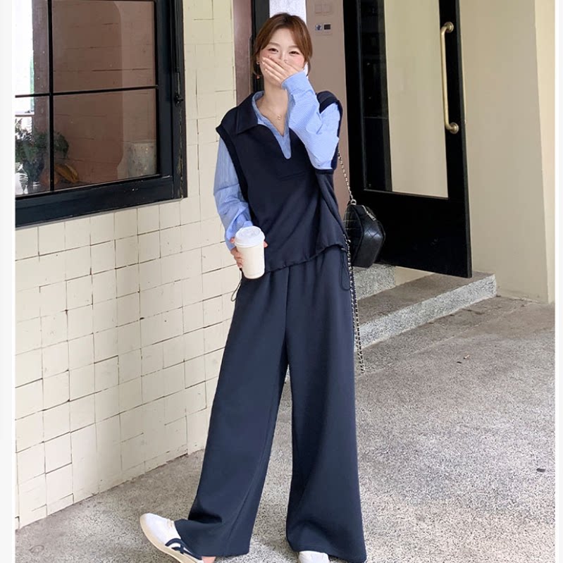 春季假两件拼接卫衣阔腿裤套装松弛感爆款高级感孕妇两件套