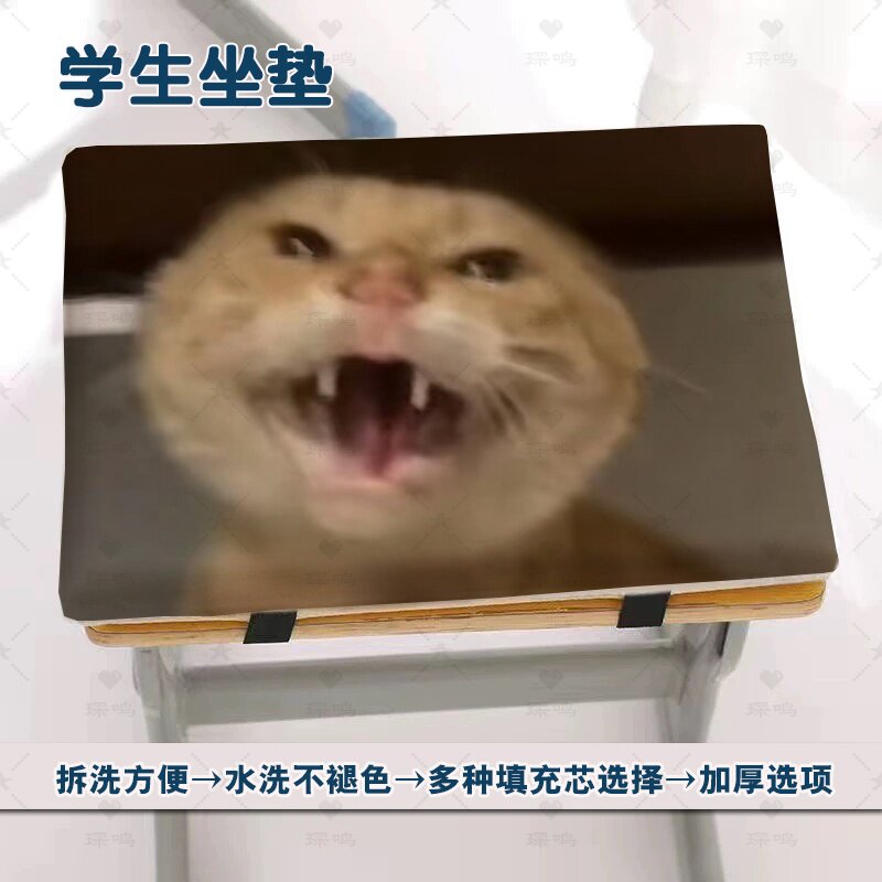 耄耋哈气表情坐垫学生增高椅子垫教室宿舍板凳可拆洗屁股垫可定制