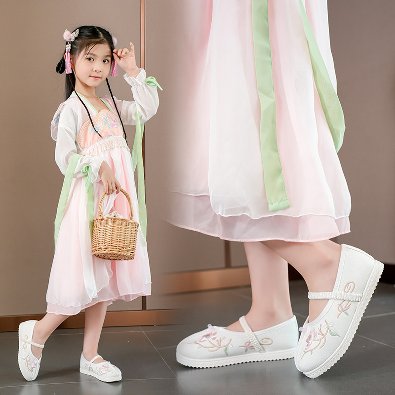汉服鞋子女童古装儿童绣花鞋小公主唐装配马面裙鞋古风老北京布鞋
